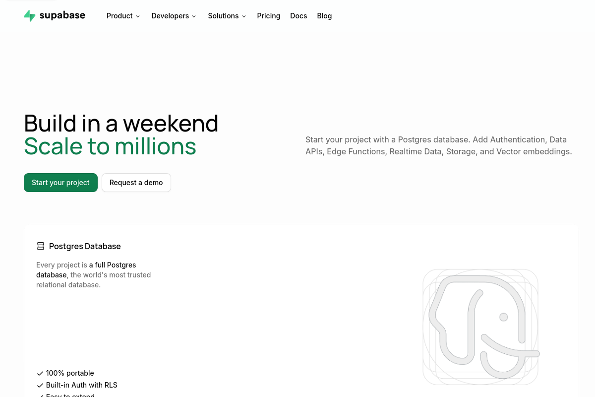 Supabase homepage